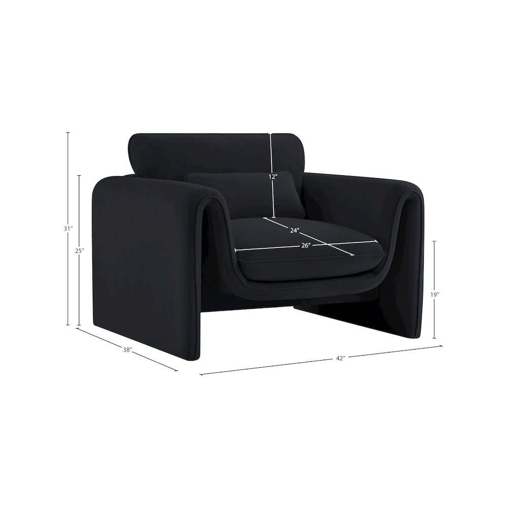 Sloan Black Velvet Fabric Chair. Picture 16