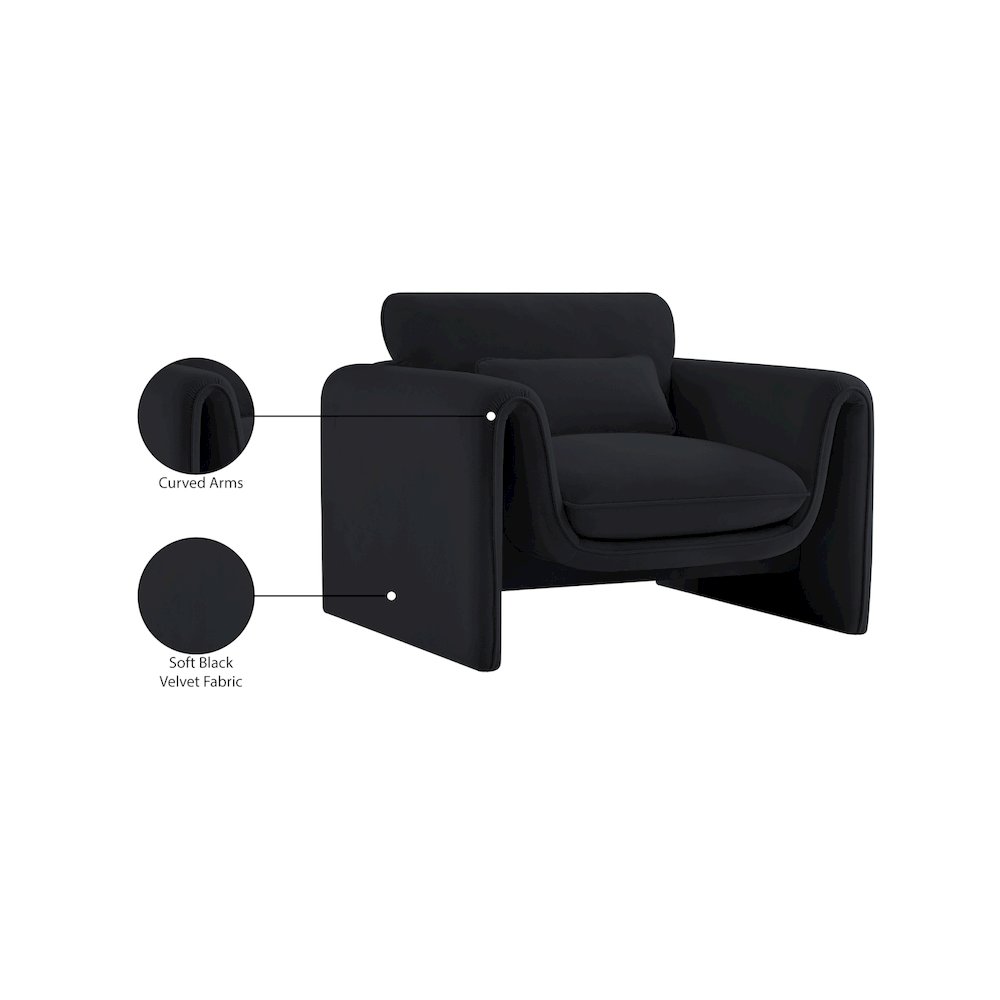 Sloan Black Velvet Fabric Chair. Picture 17