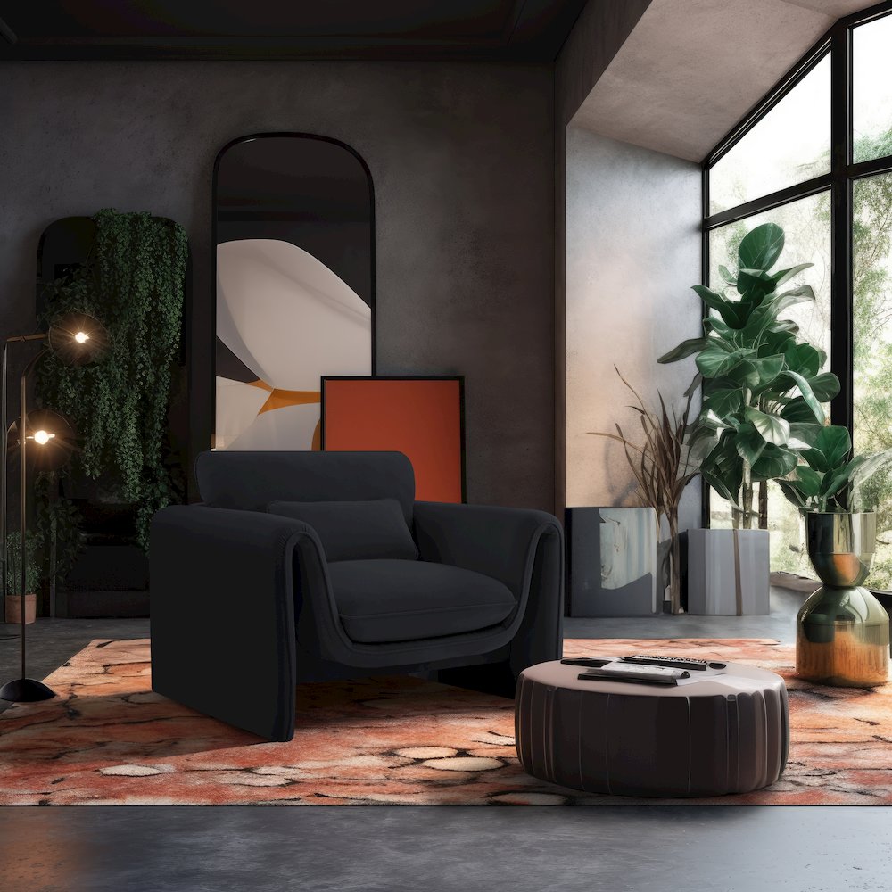 Sloan Black Velvet Fabric Chair. Picture 2