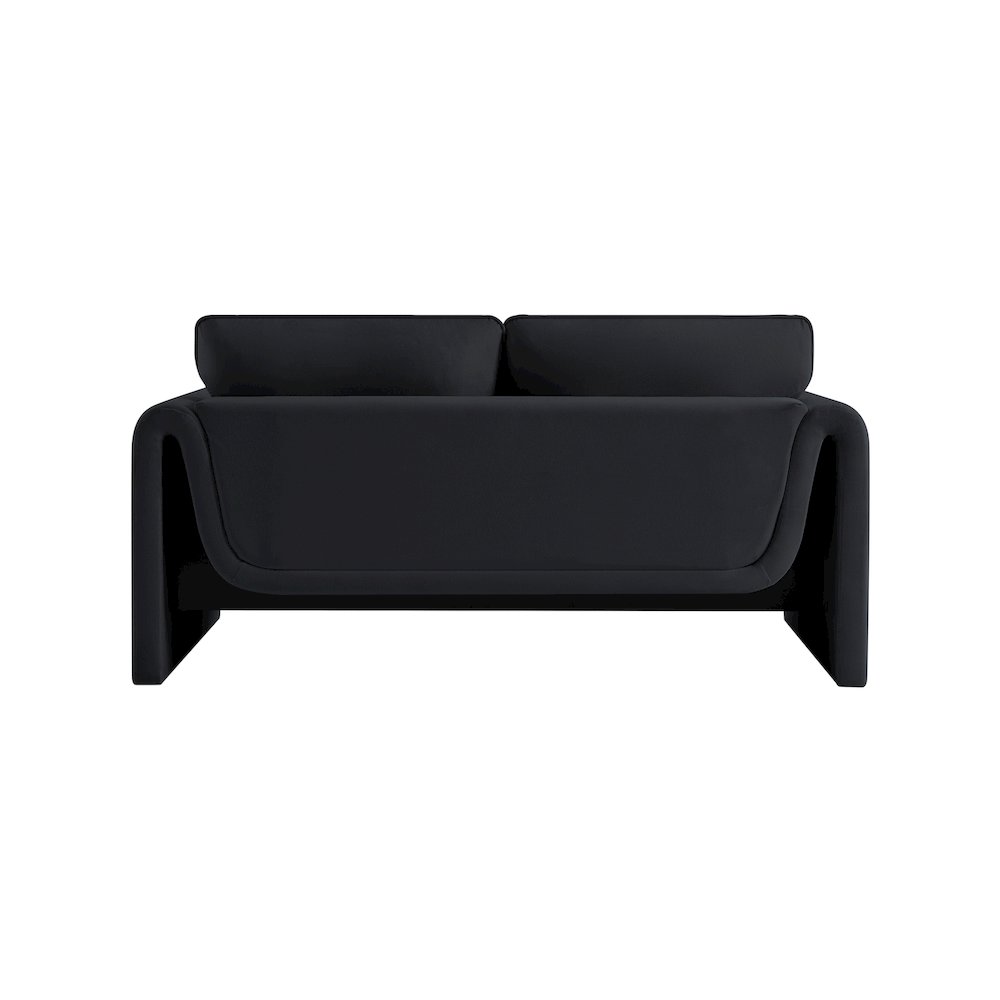 Sloan Black Velvet Fabric Loveseat. Picture 3