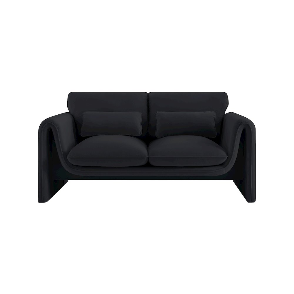 Sloan Black Velvet Fabric Loveseat. Picture 4
