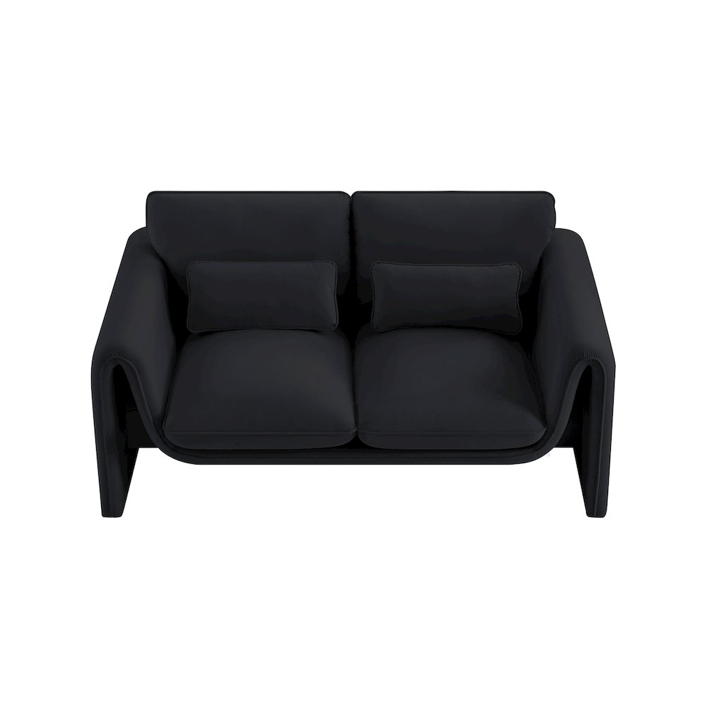 Sloan Black Velvet Fabric Loveseat. Picture 5