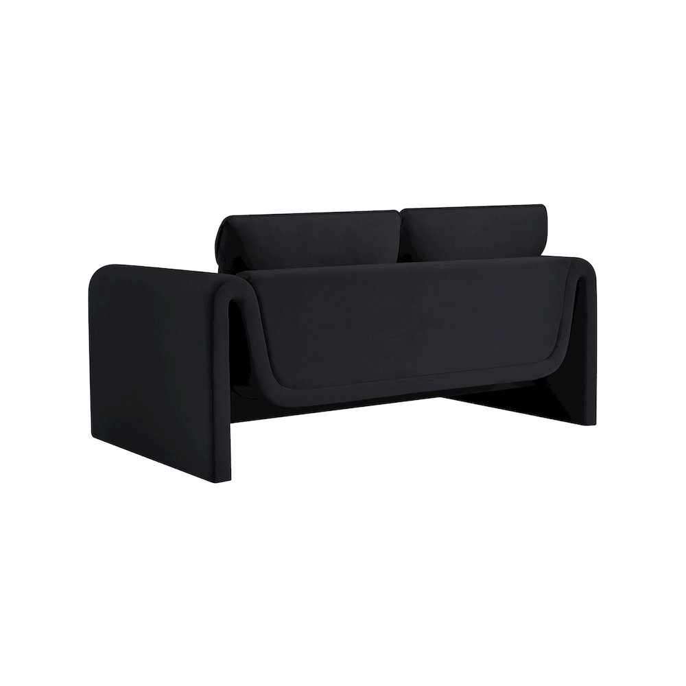Sloan Black Velvet Fabric Loveseat. Picture 7