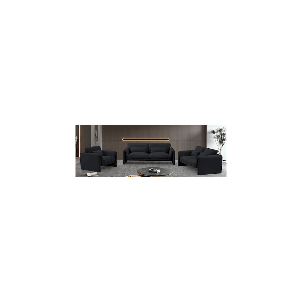 Sloan Black Velvet Fabric Loveseat. Picture 15