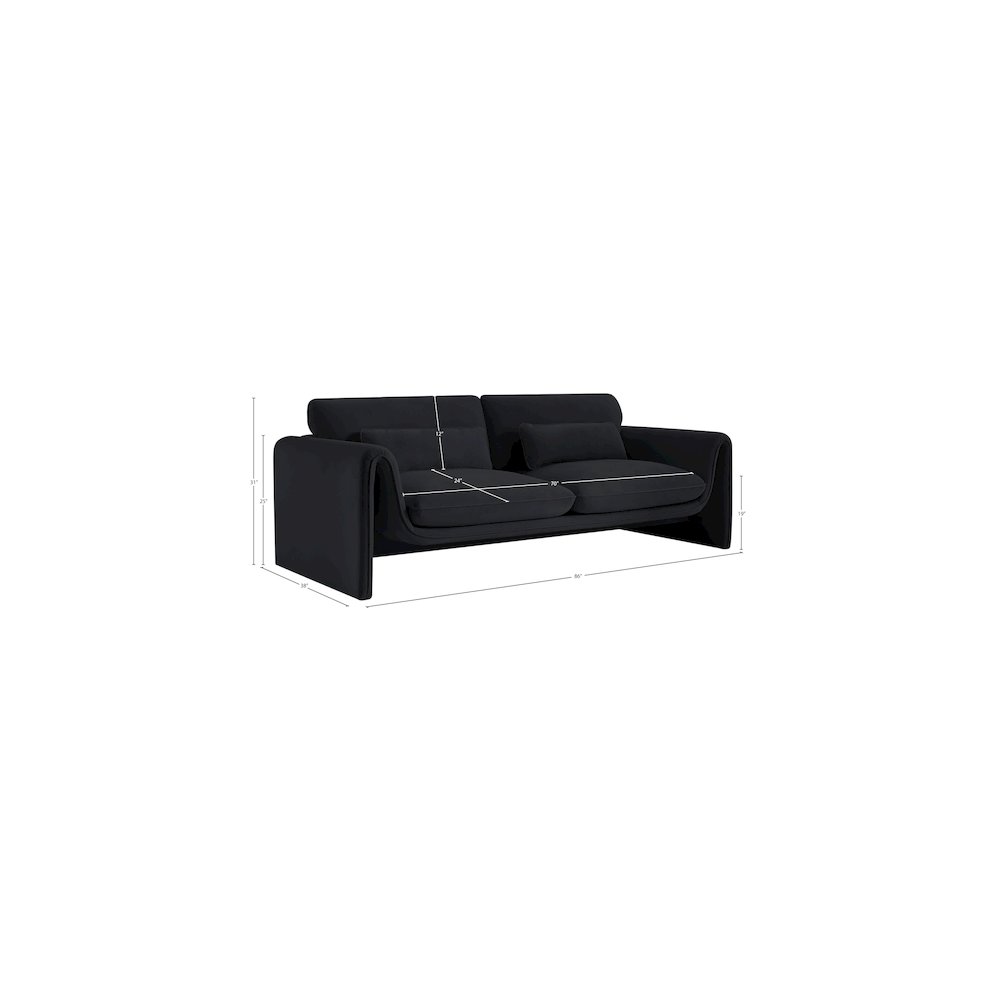 Sloan Black Velvet Fabric Sofa. Picture 16