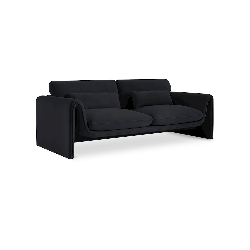 Sloan Black Velvet Fabric Sofa. Picture 1