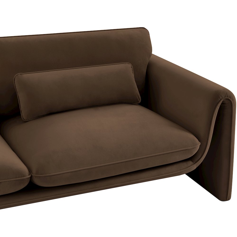Sloan Brown Velvet Fabric Sofa. Picture 11