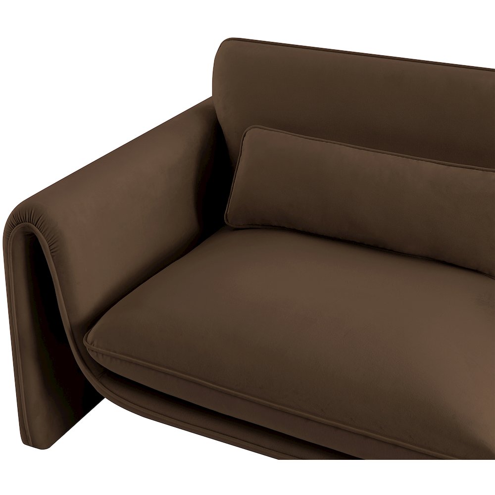 Sloan Brown Velvet Fabric Sofa. Picture 12