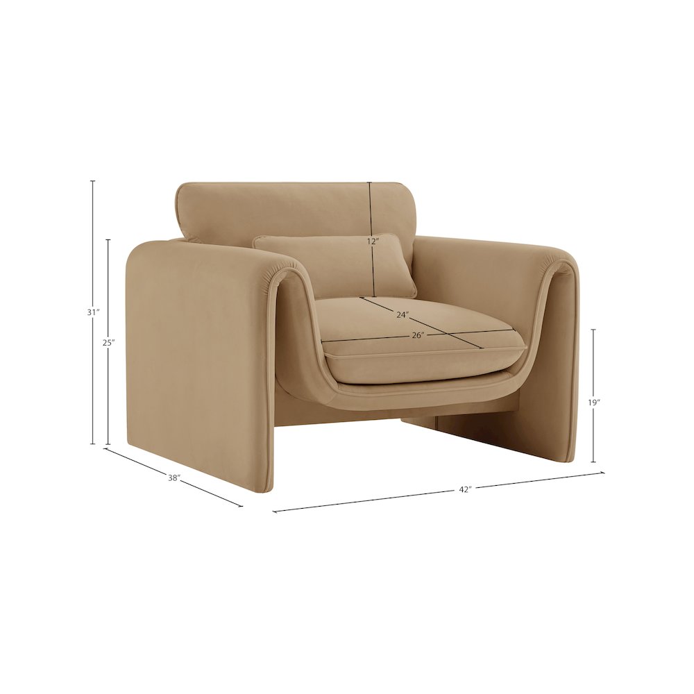 Sloan Camel Velvet Fabric Chair. Picture 16