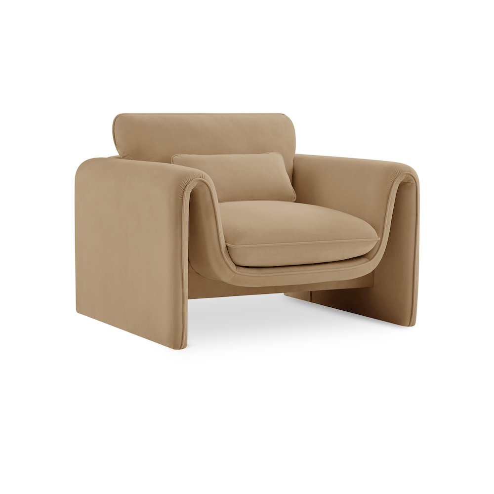 Sloan Camel Velvet Fabric Chair. Picture 1
