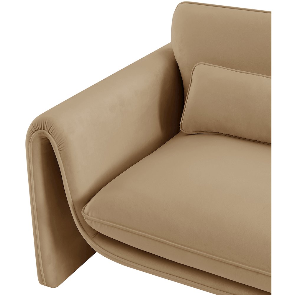 Sloan Camel Velvet Fabric Chair. Picture 12