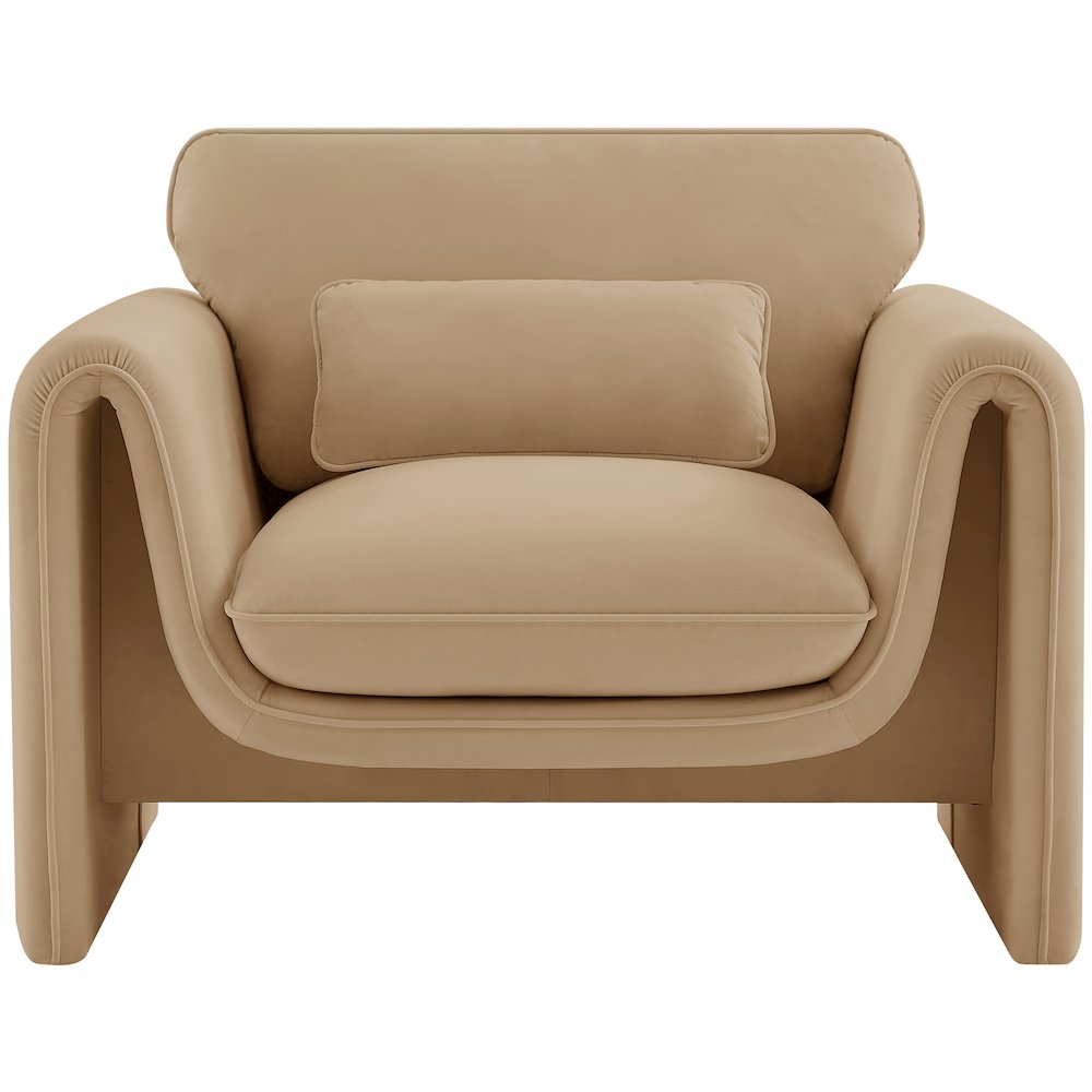 Sloan Camel Velvet Fabric Chair. Picture 4