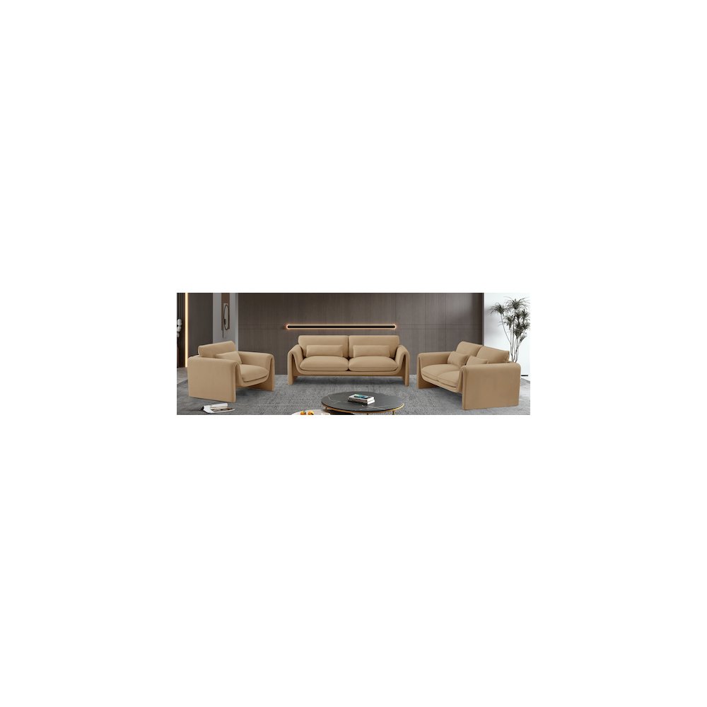 Sloan Camel Velvet Fabric Chair. Picture 15