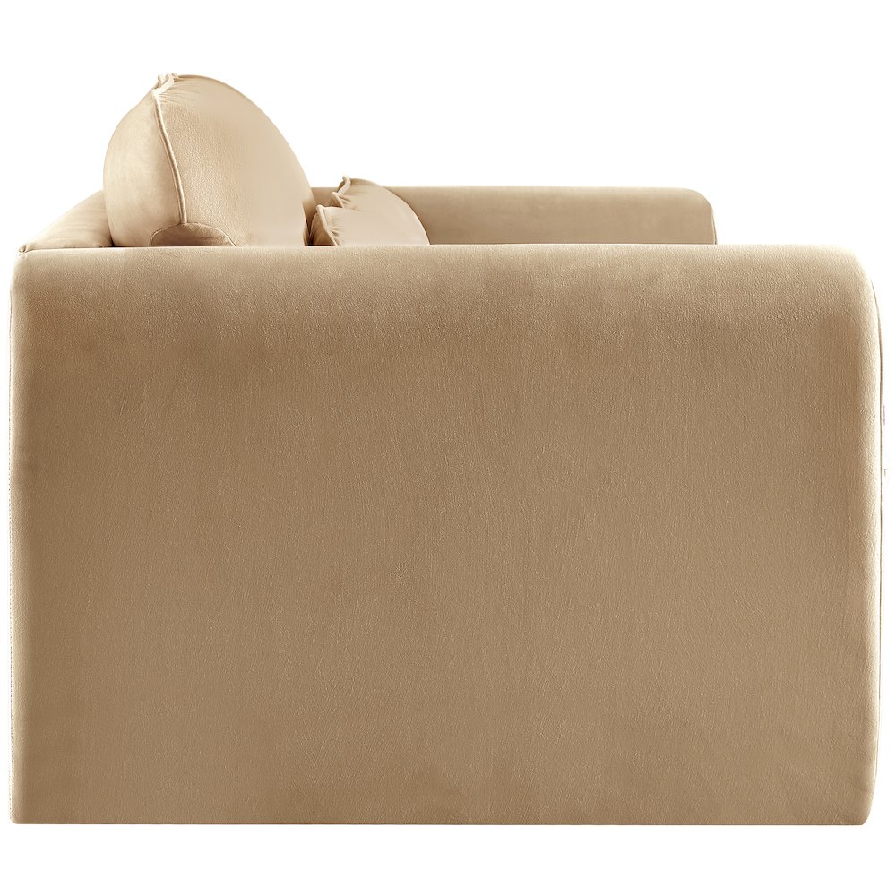 Sloan Camel Velvet Fabric Loveseat. Picture 6