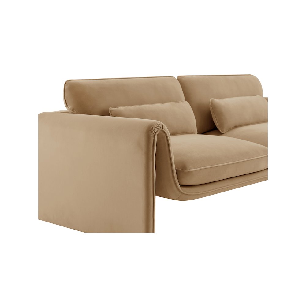 Sloan Camel Velvet Fabric Loveseat. Picture 8