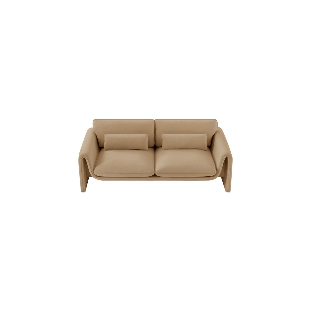 Sloan Camel Velvet Fabric Sofa. Picture 5