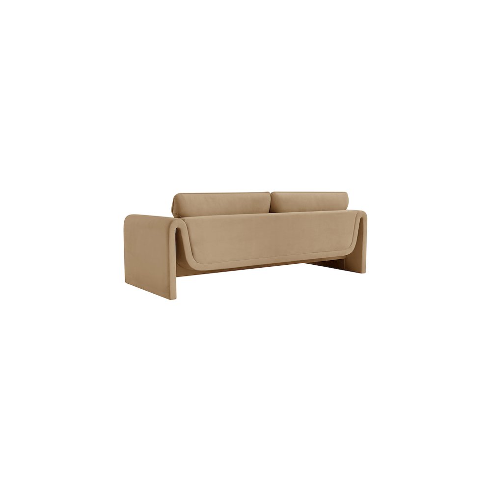 Sloan Camel Velvet Fabric Sofa. Picture 7