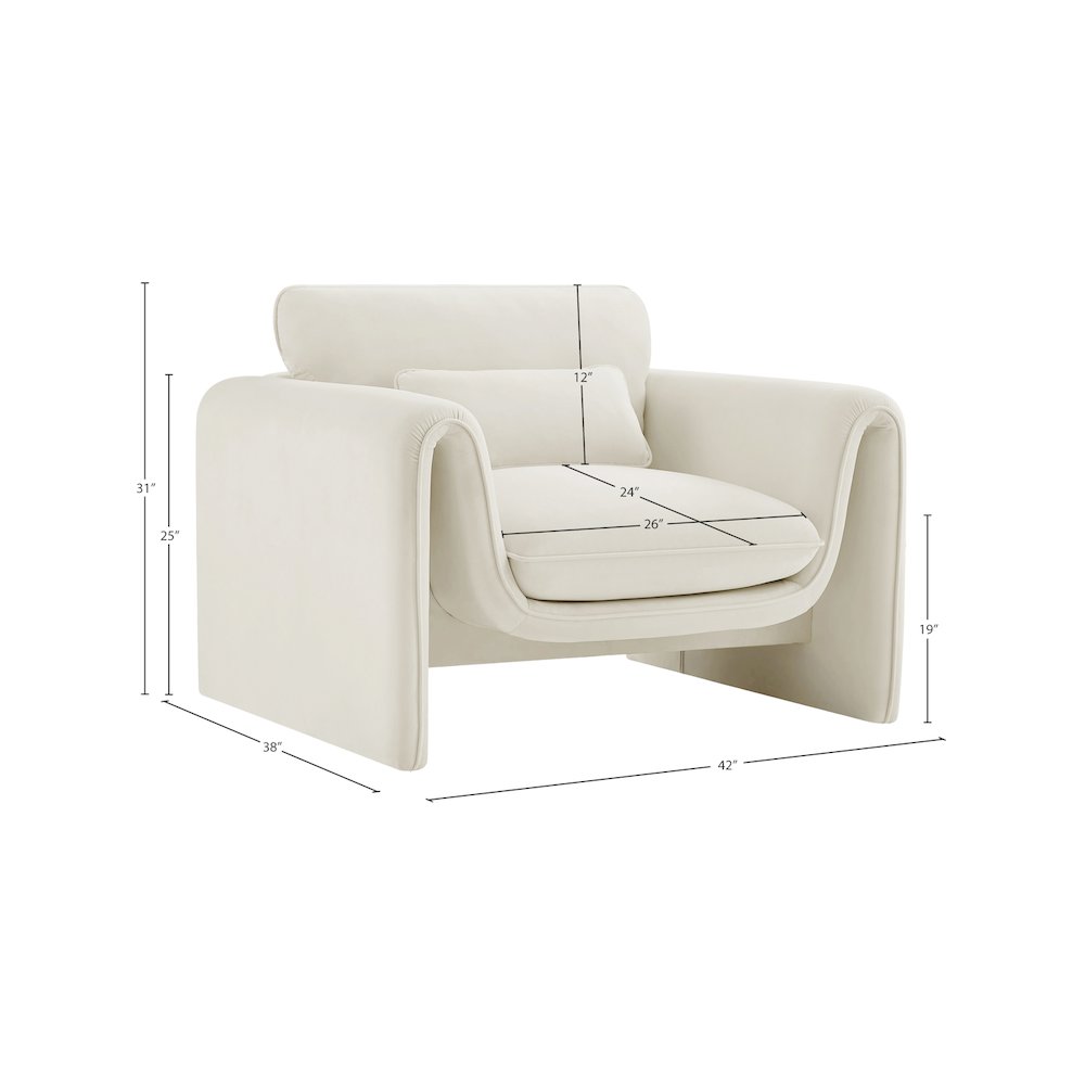 Sloan Cream Velvet Fabric Chair. Picture 16