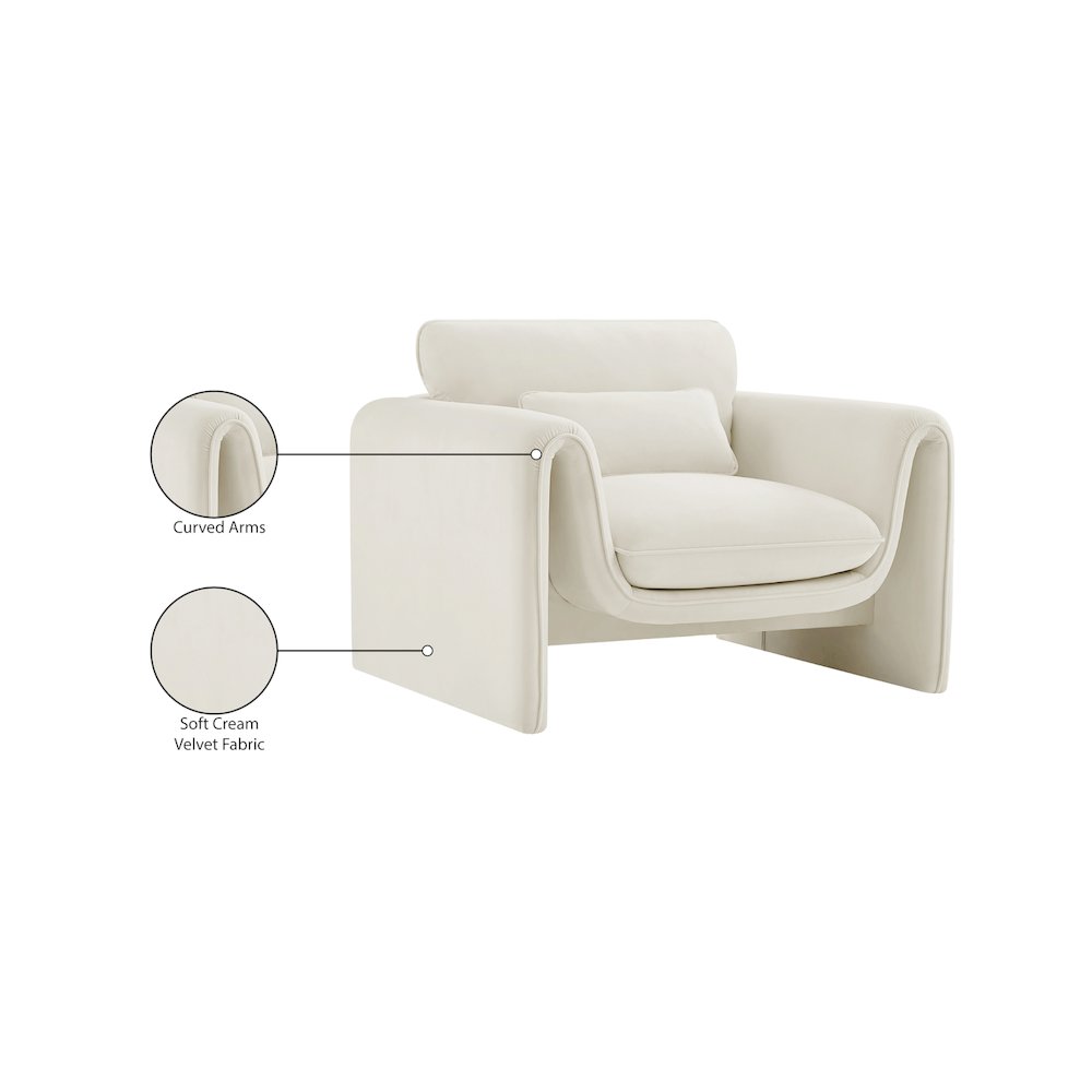 Sloan Cream Velvet Fabric Chair. Picture 17