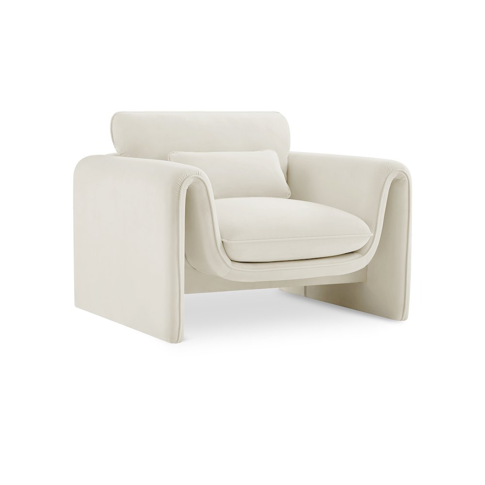 Sloan Cream Velvet Fabric Chair. Picture 1