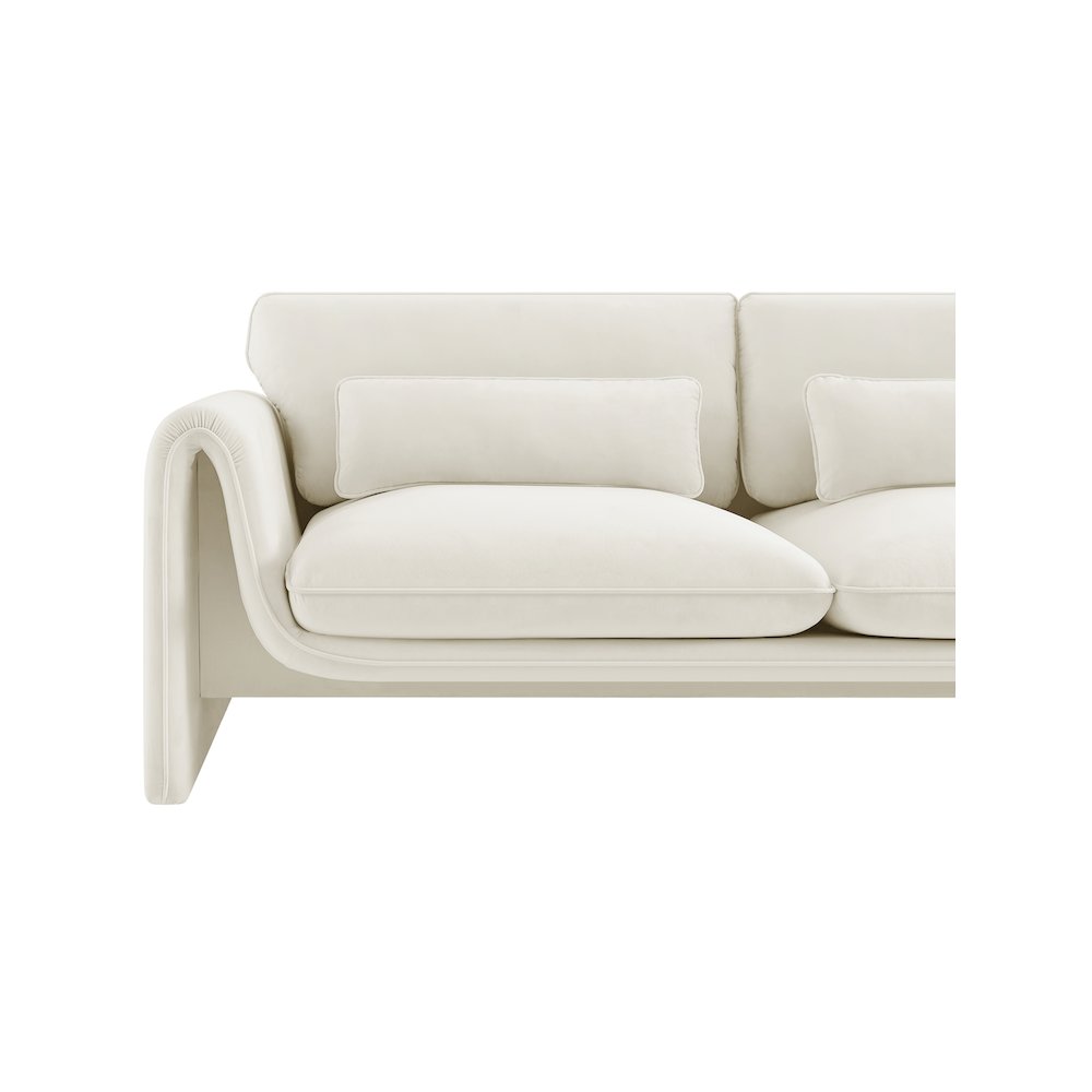Sloan Cream Velvet Fabric Loveseat. Picture 10