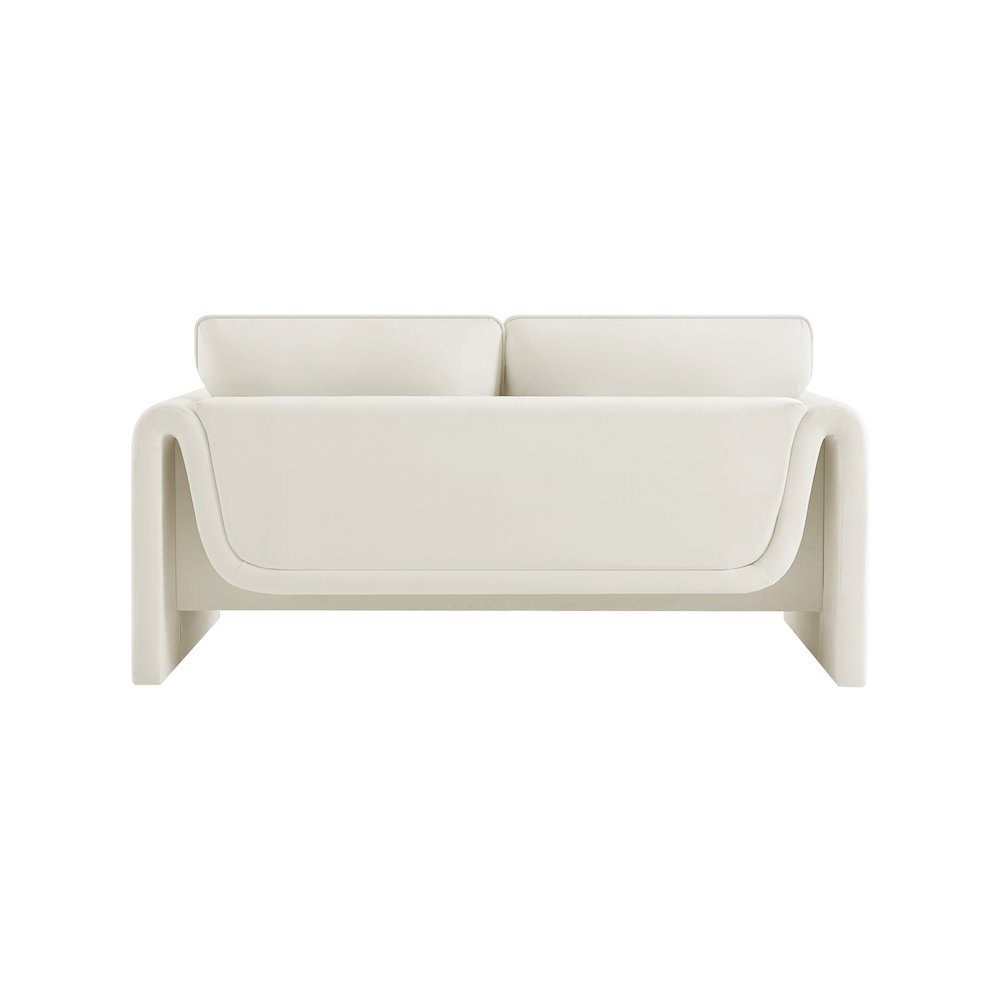 Sloan Cream Velvet Fabric Loveseat. Picture 3