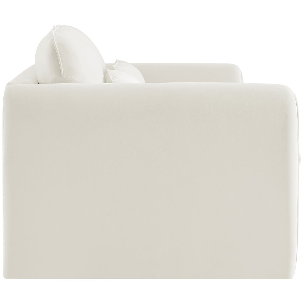 Sloan Cream Velvet Fabric Loveseat. Picture 6
