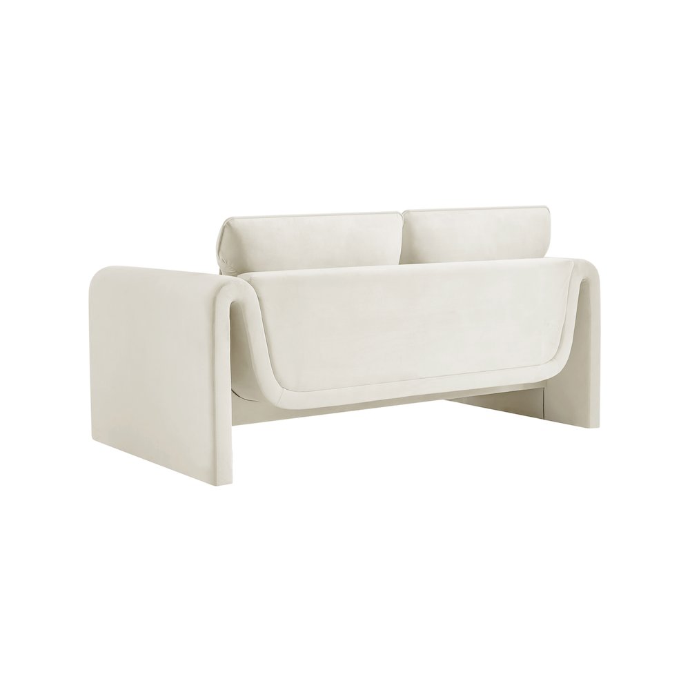 Sloan Cream Velvet Fabric Loveseat. Picture 7