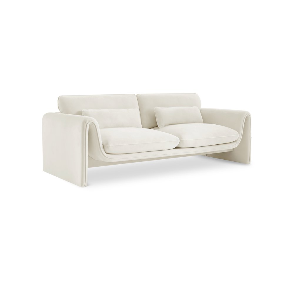 Sloan Cream Velvet Fabric Sofa. Picture 1