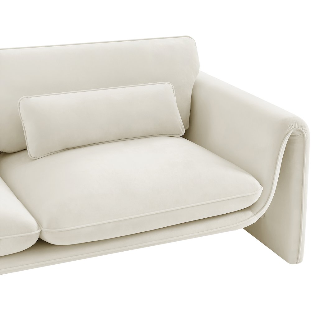 Sloan Cream Velvet Fabric Sofa. Picture 11