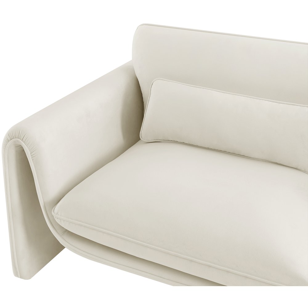 Sloan Cream Velvet Fabric Sofa. Picture 12