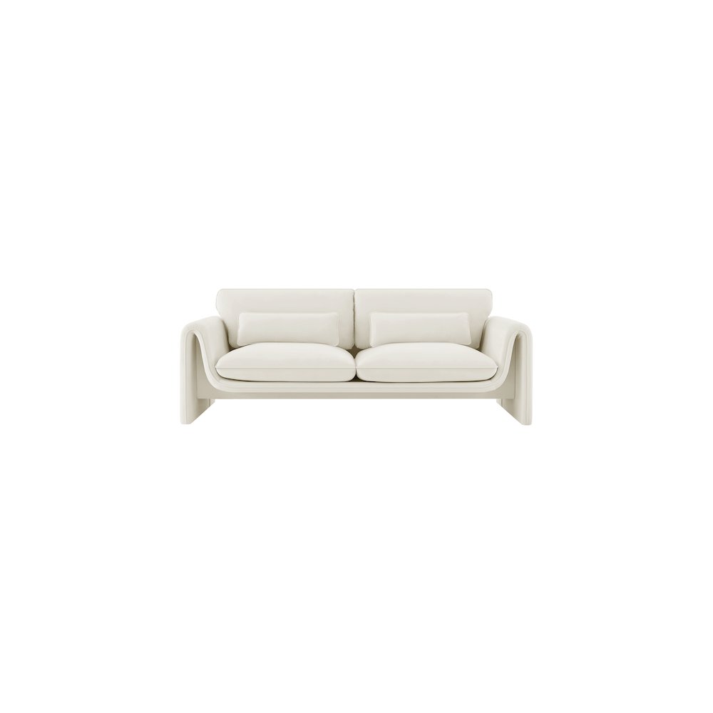 Sloan Cream Velvet Fabric Sofa. Picture 4