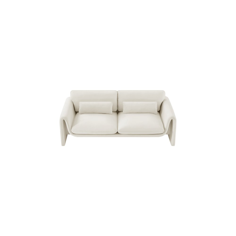 Sloan Cream Velvet Fabric Sofa. Picture 5