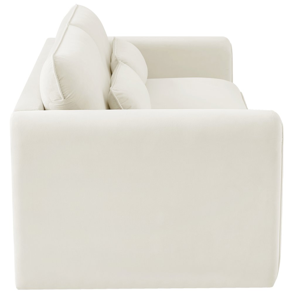 Sloan Cream Velvet Fabric Sofa. Picture 6