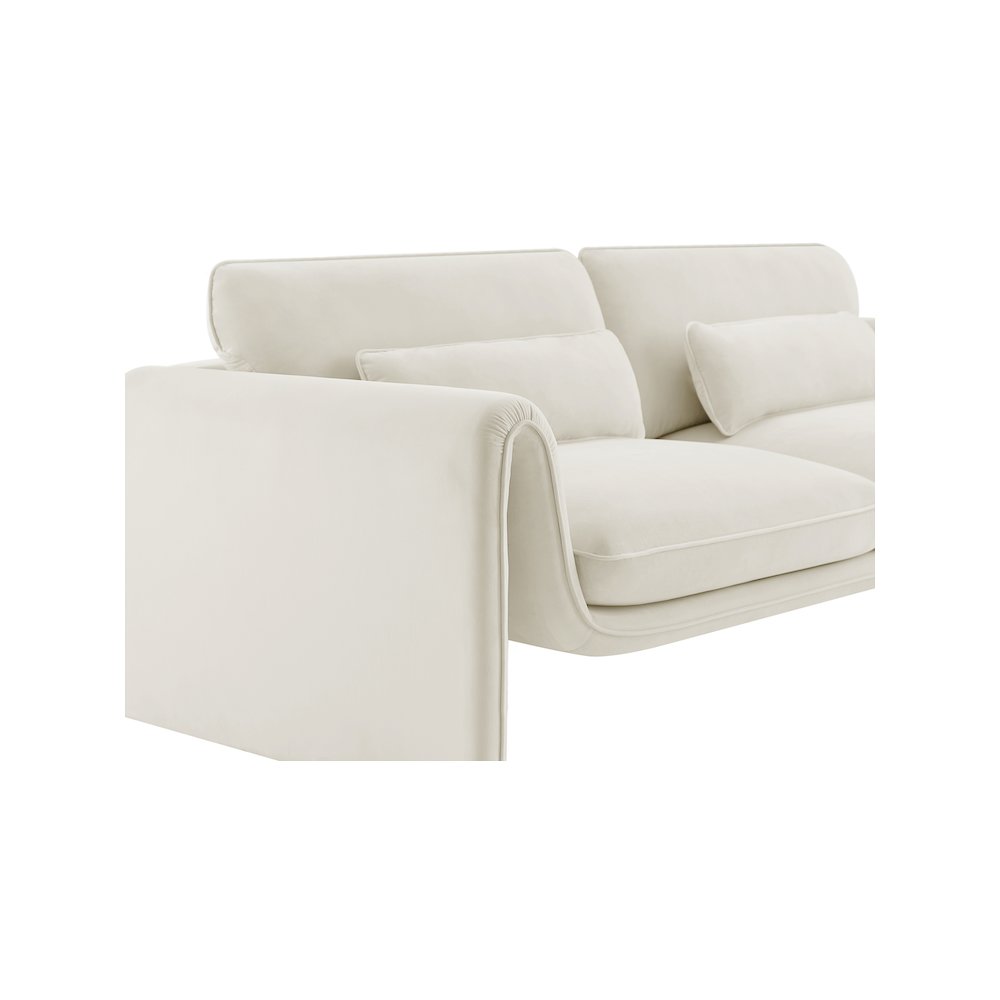 Sloan Cream Velvet Fabric Sofa. Picture 8