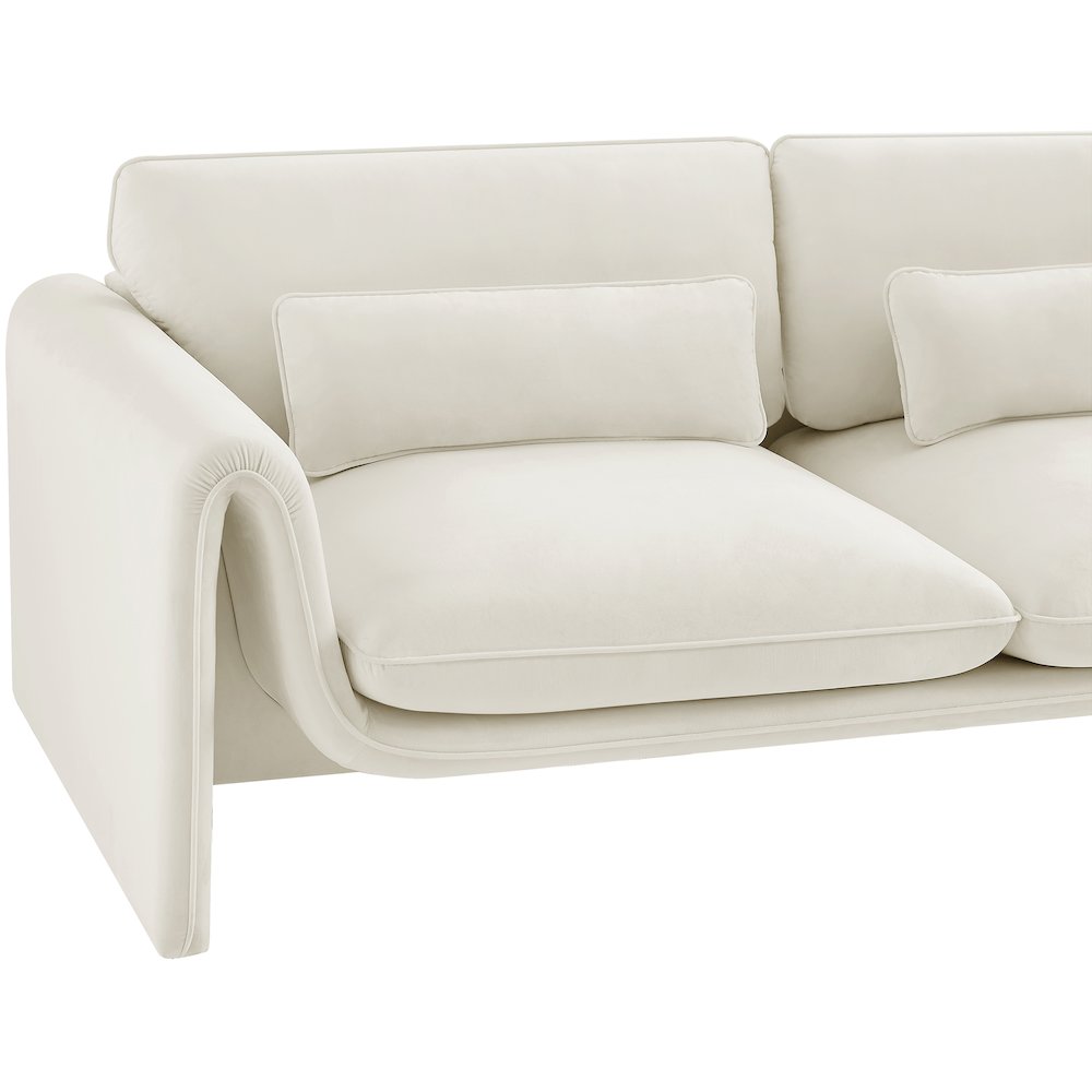 Sloan Cream Velvet Fabric Sofa. Picture 9