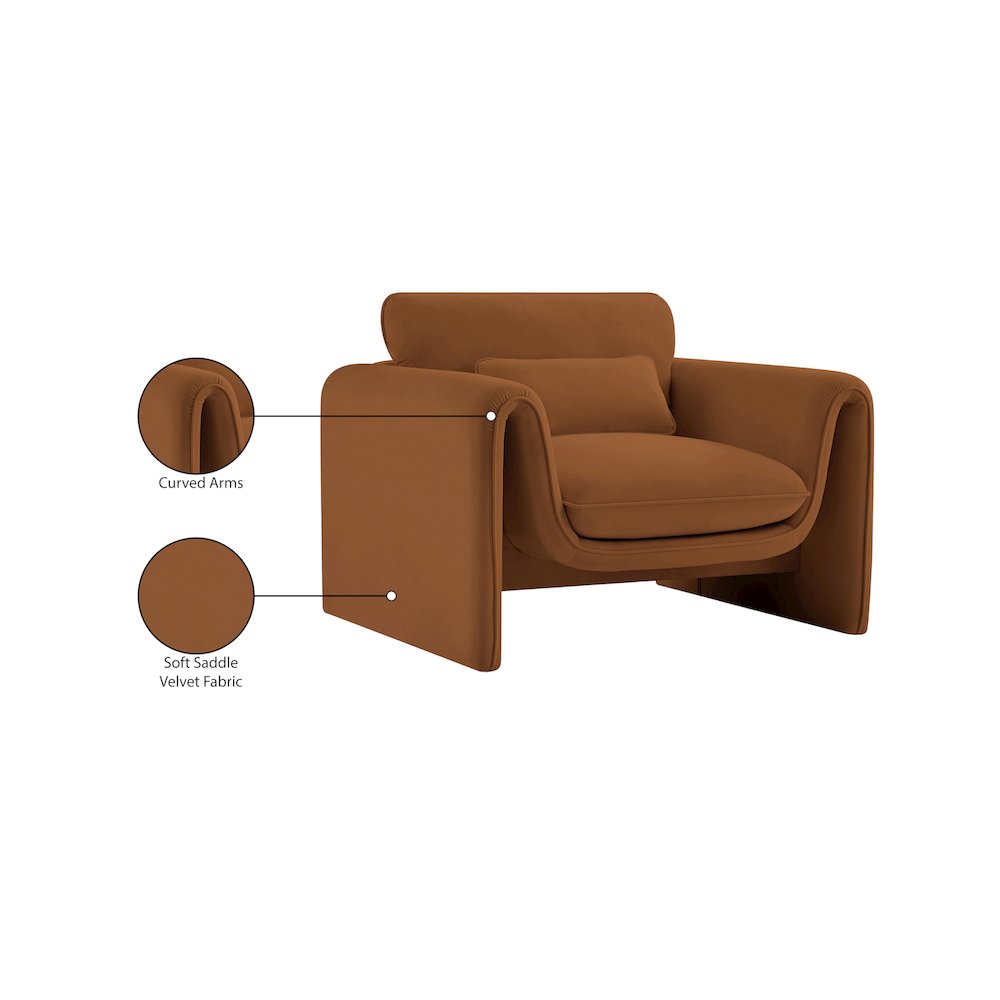 Sloan Saddle Velvet Fabric Chair. Picture 17