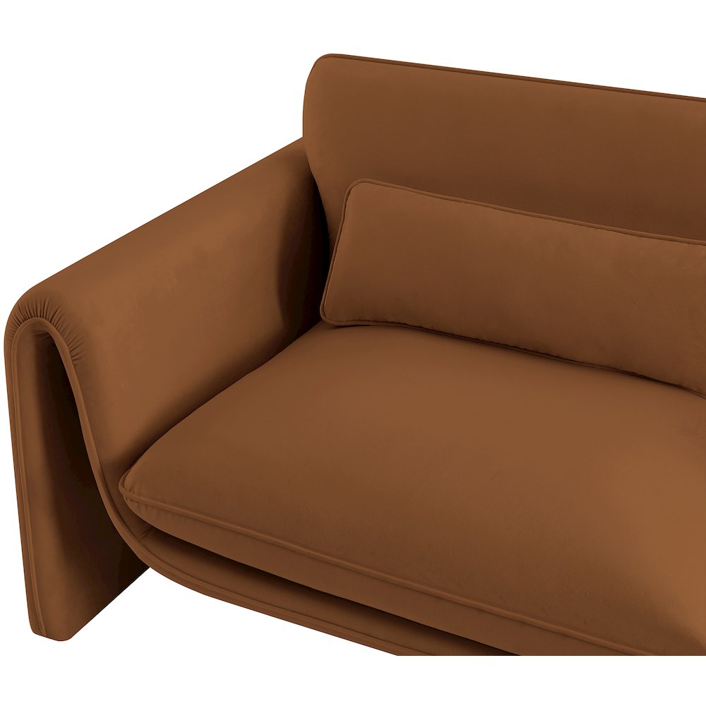 Sloan Saddle Velvet Fabric Loveseat. Picture 12