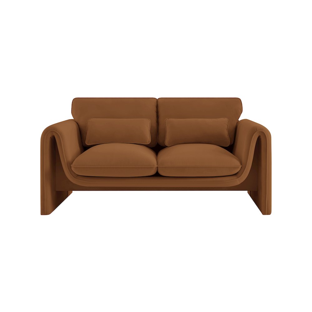 Sloan Saddle Velvet Fabric Loveseat. Picture 4