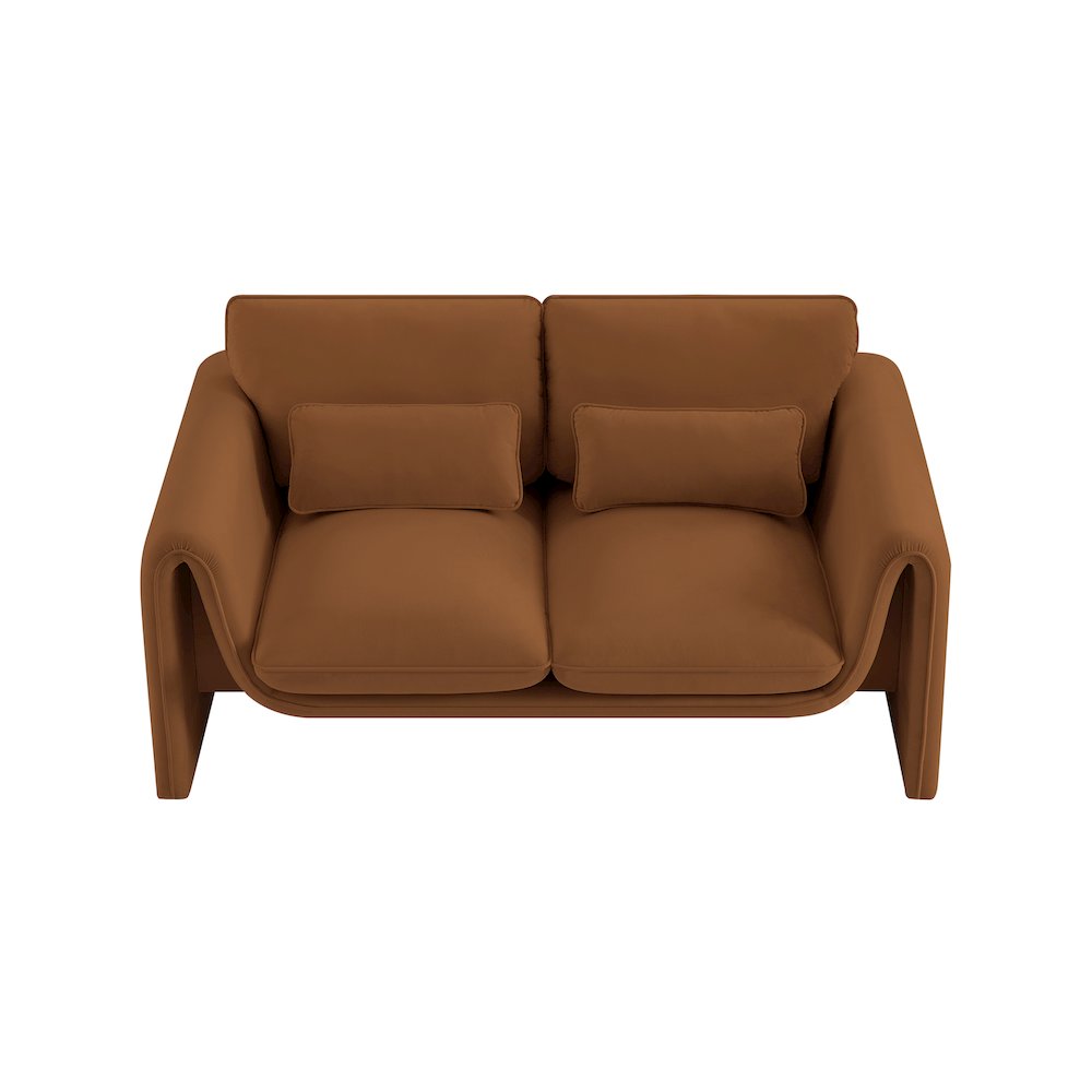 Sloan Saddle Velvet Fabric Loveseat. Picture 5