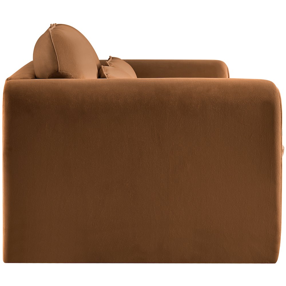 Sloan Saddle Velvet Fabric Loveseat. Picture 6