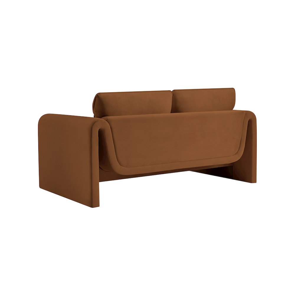 Sloan Saddle Velvet Fabric Loveseat. Picture 7