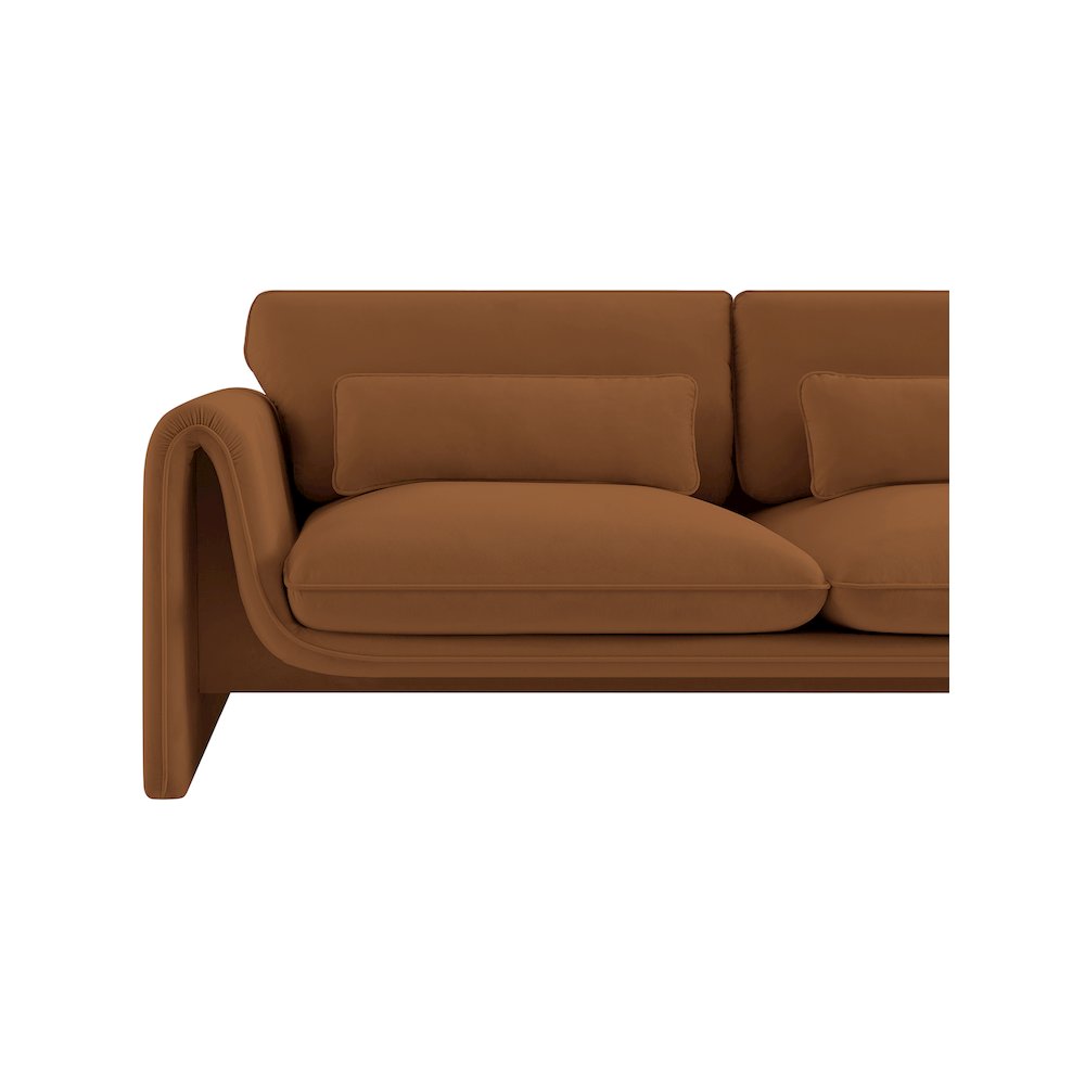 Sloan Saddle Velvet Fabric Sofa. Picture 10