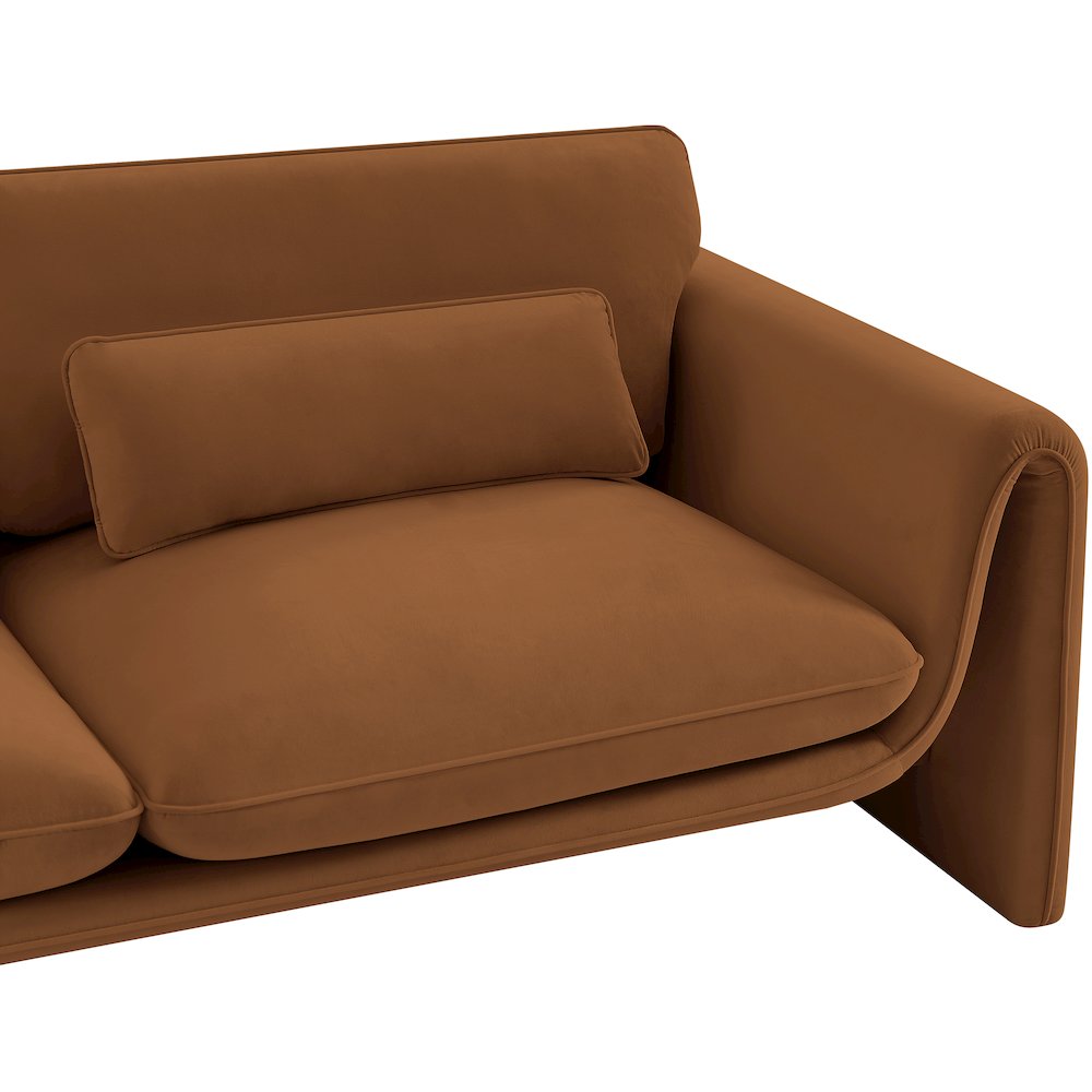 Sloan Saddle Velvet Fabric Sofa. Picture 11