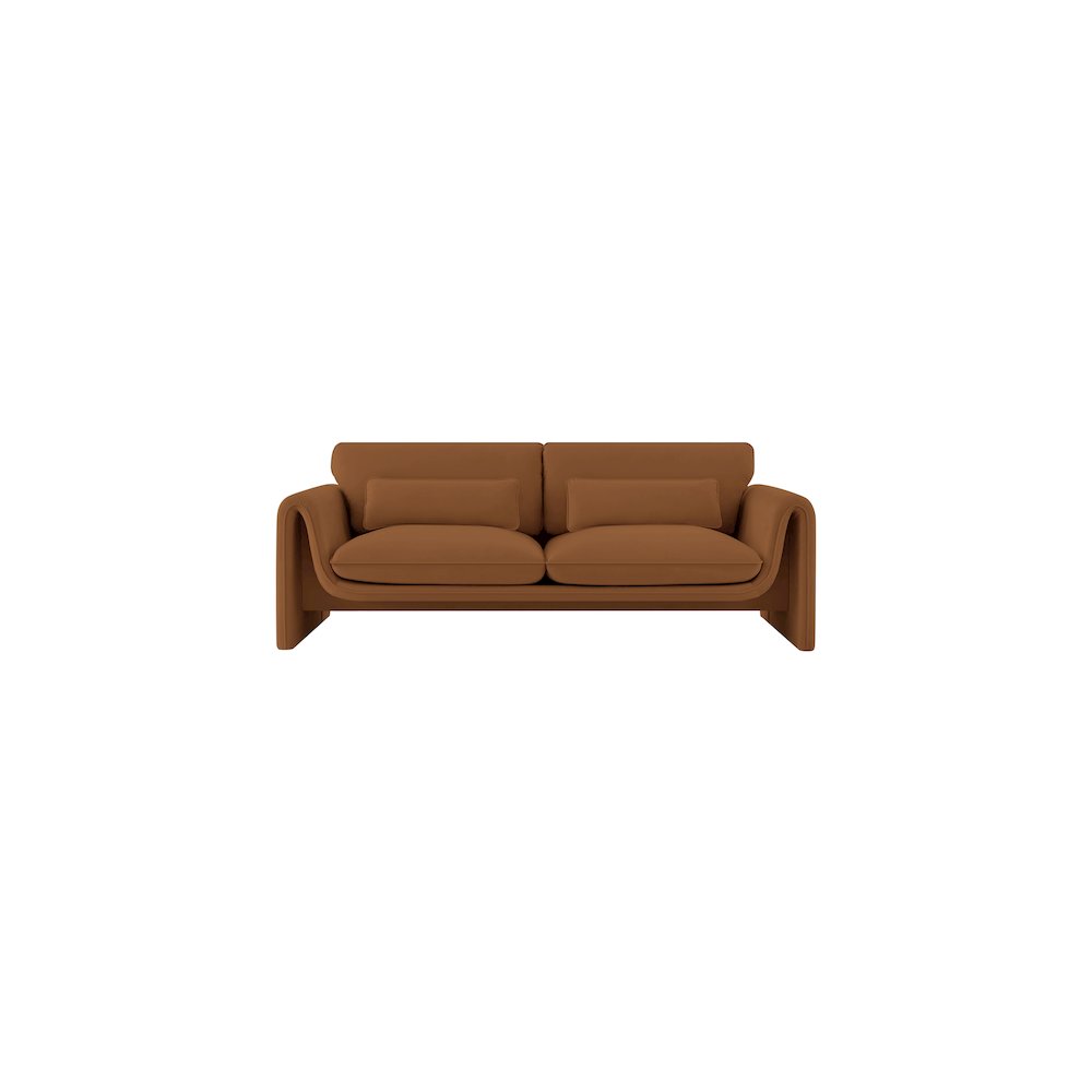 Sloan Saddle Velvet Fabric Sofa. Picture 4