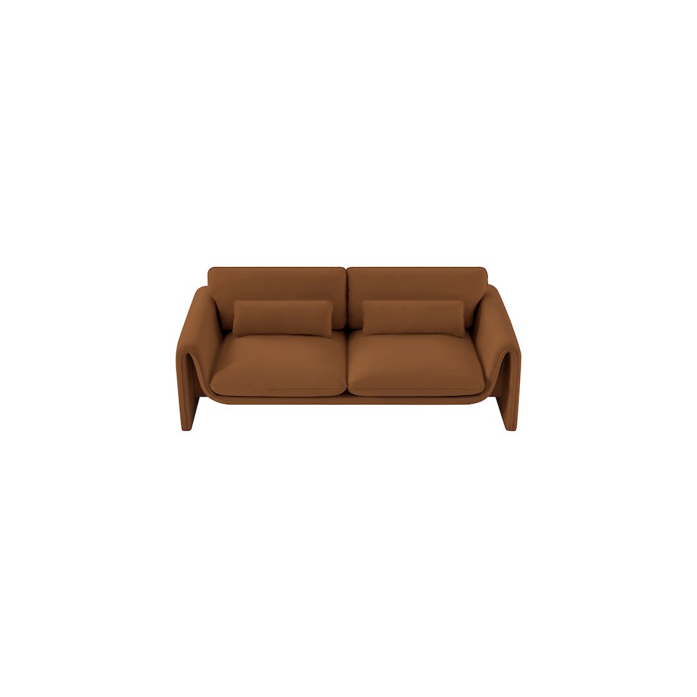Sloan Saddle Velvet Fabric Sofa. Picture 5