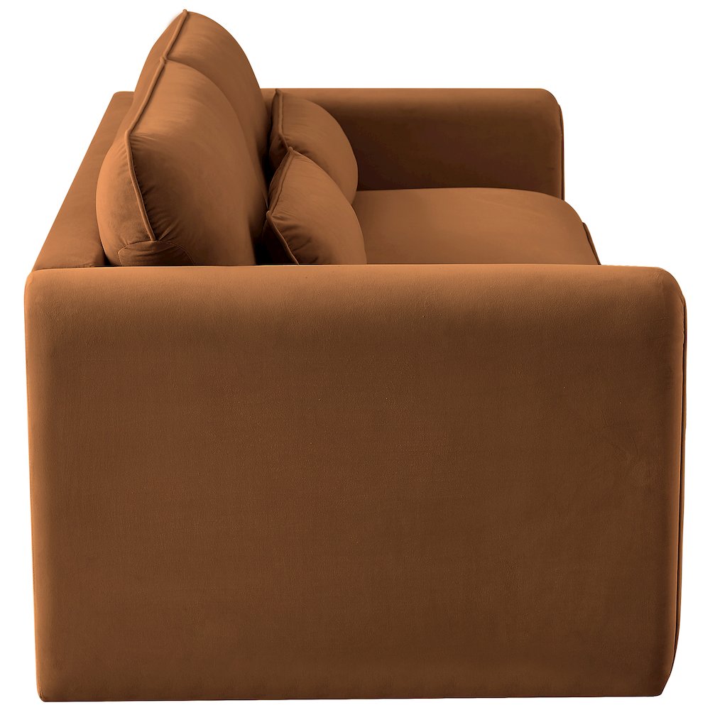 Sloan Saddle Velvet Fabric Sofa. Picture 6