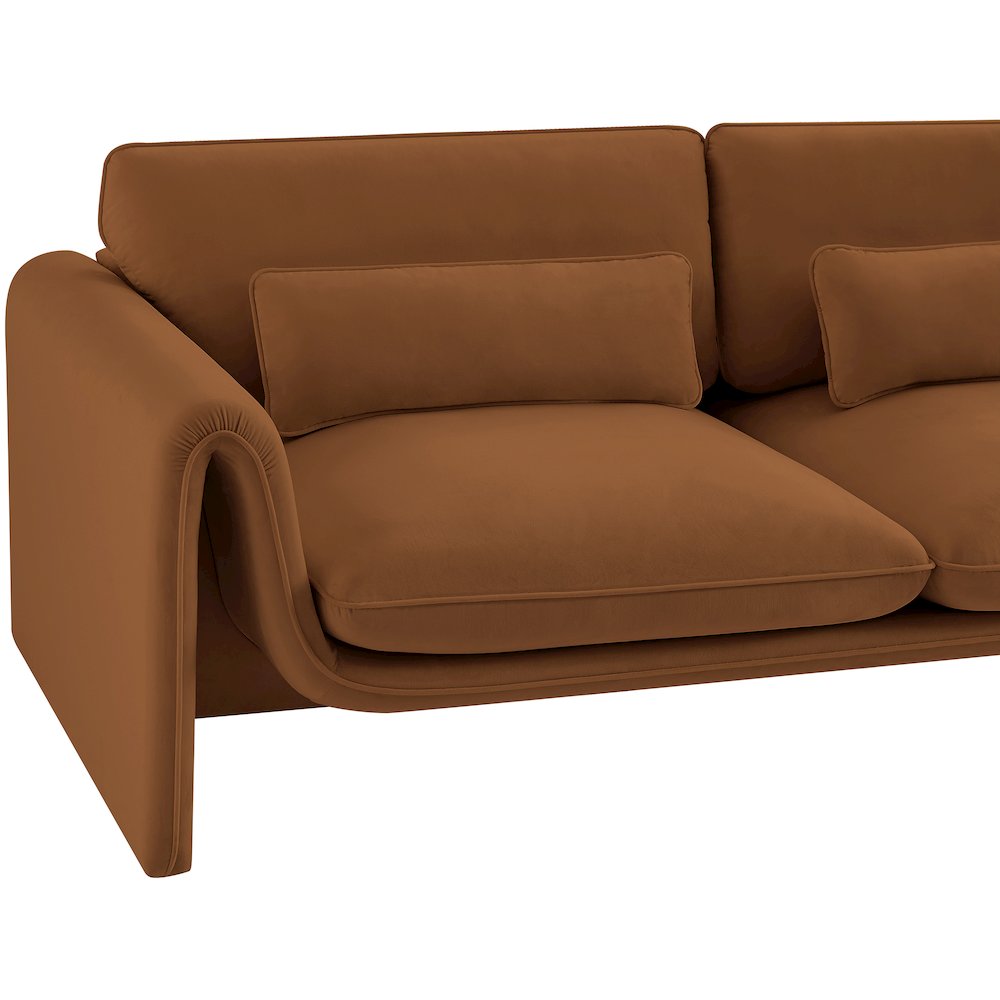Sloan Saddle Velvet Fabric Sofa. Picture 9