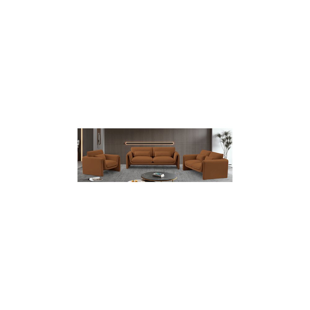 Sloan Saddle Velvet Fabric Sofa. Picture 15