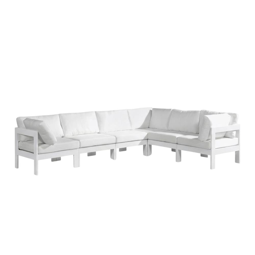 White Fabric Outdoor Patio Modular Sectional With Contemporary Style. Picture 1